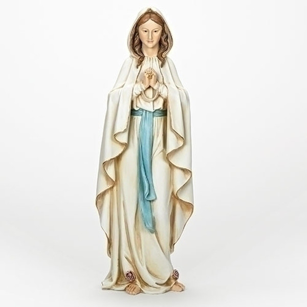 Our Lady of the Lourdes Hand Painted Statue High End Religious